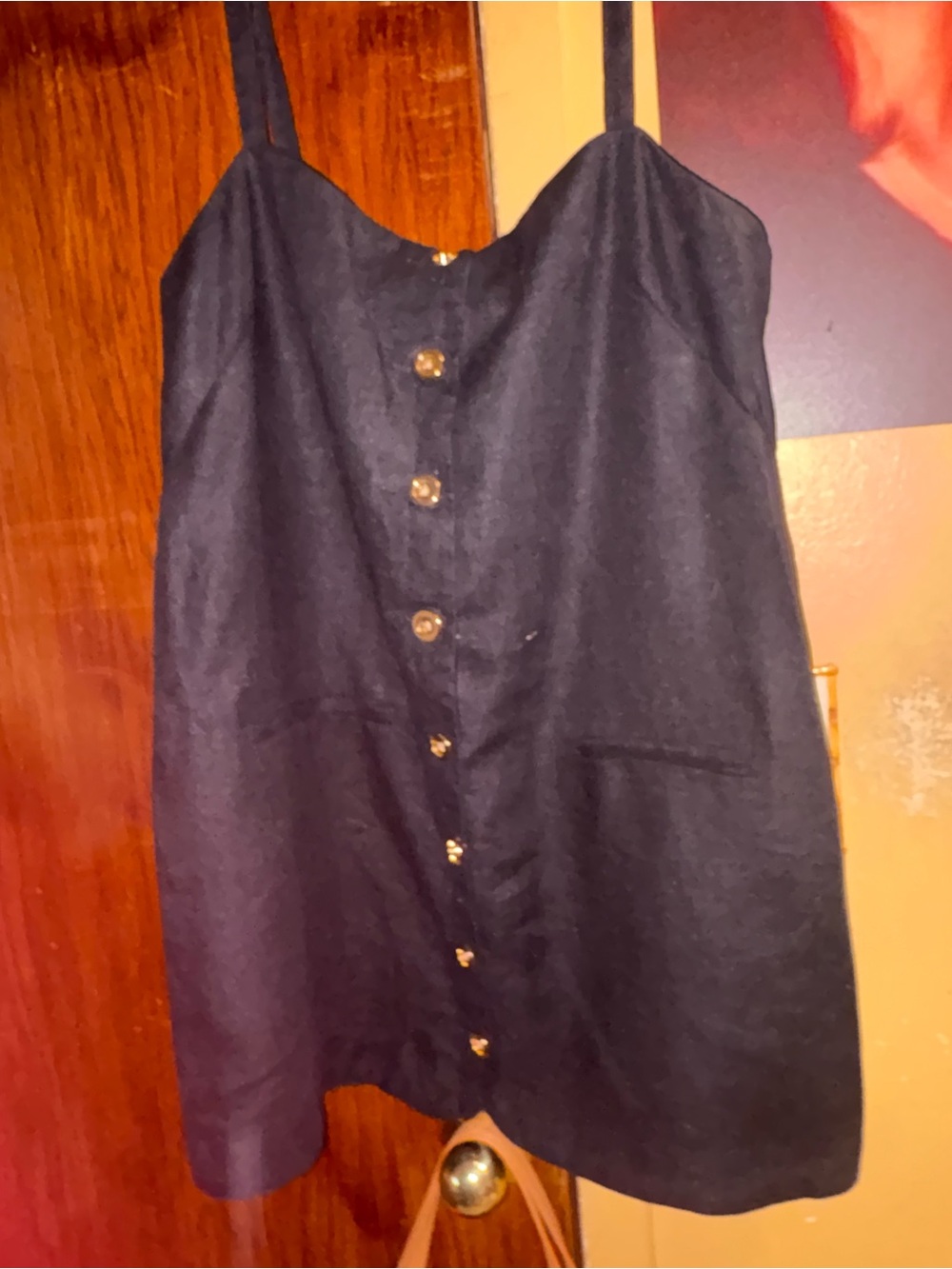 J. Crew Black Spaghetti Strap Button-Front Mini Dress